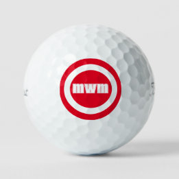 Modern Red Monogram Custom Golf Balls