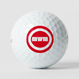 Modern Red Monogram Custom Golf Balls