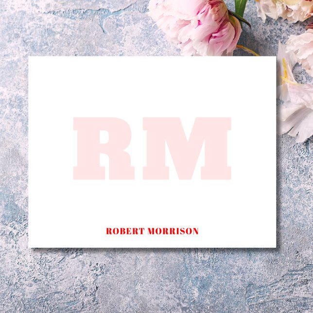 Modern Red Monogram Stationery Note Card (Creator Uploaded)