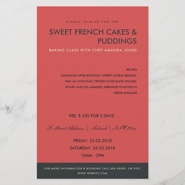 MODERN RED NAVY PHOTO TEMPLATE CLASSES WORKSHOP FLYER (Front)