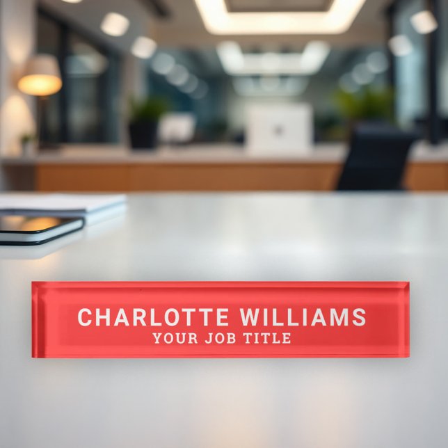 Modern Red Office Employee Nameplate (Creator Uploaded)