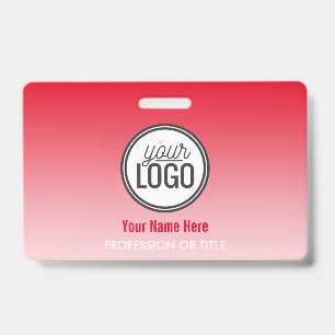 Modern Red Ombre Professional Name Tag Badge