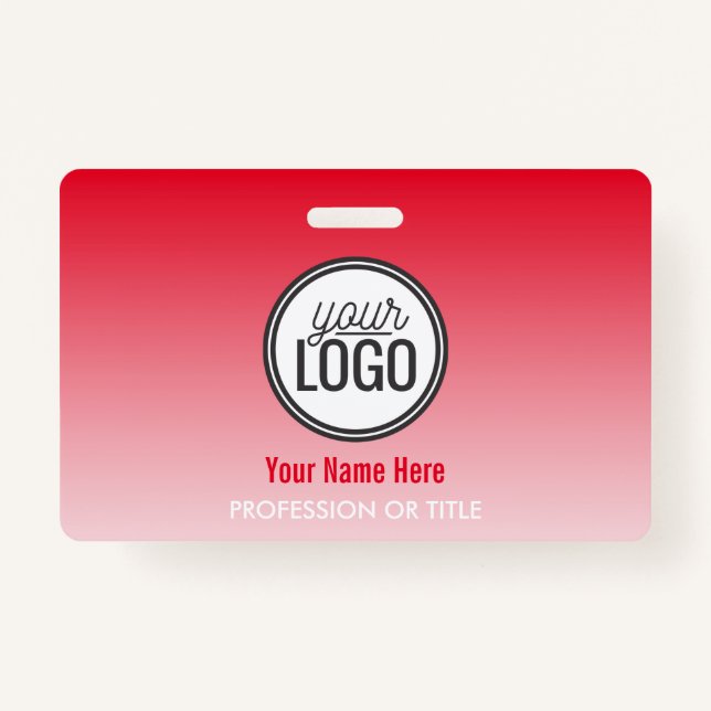 Modern Red Ombre Professional Name Tag Badge (Front)