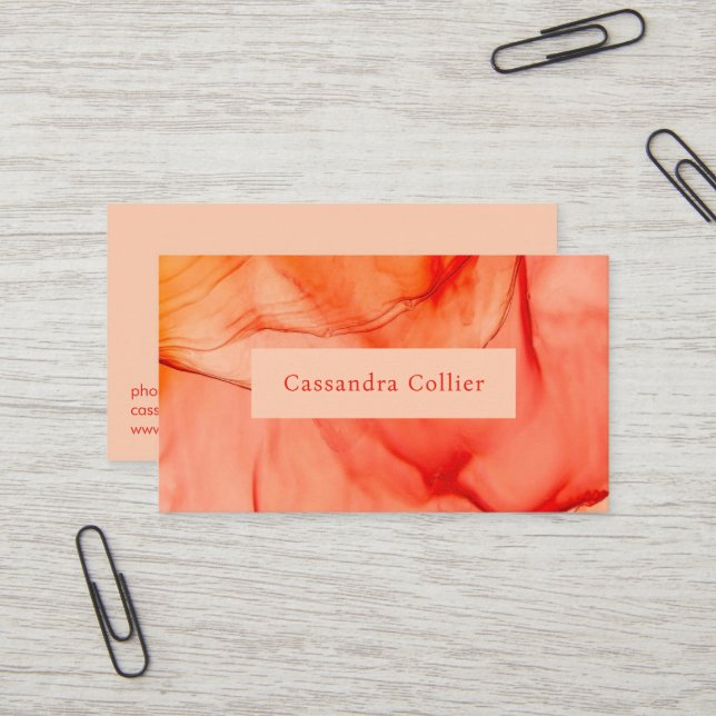 Modern Red Orange Abstract Elegant Business Card (Front/Back In Situ)