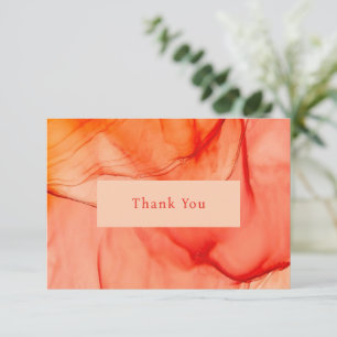 Modern Red Orange Abstract Elegant Thank You Card