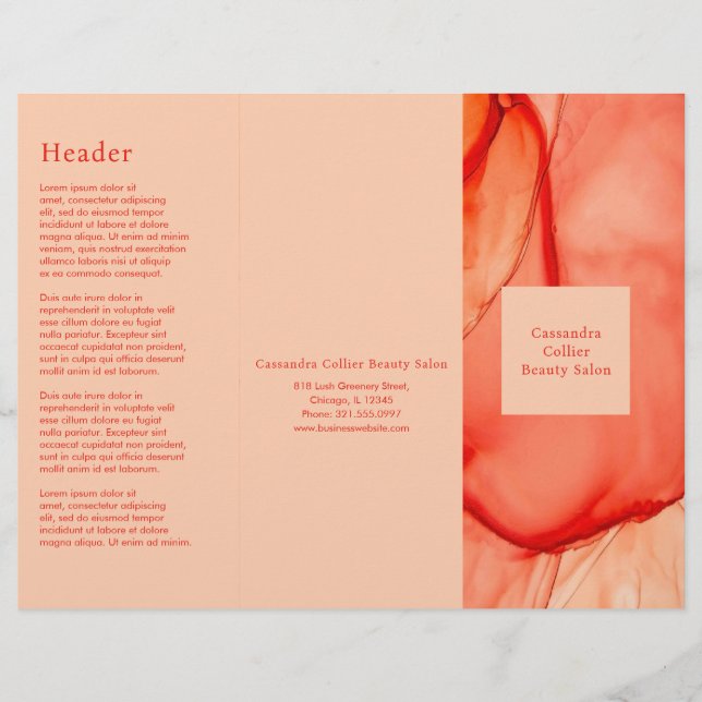 Modern Red Orange Elegant Trifold Brochure (Front)