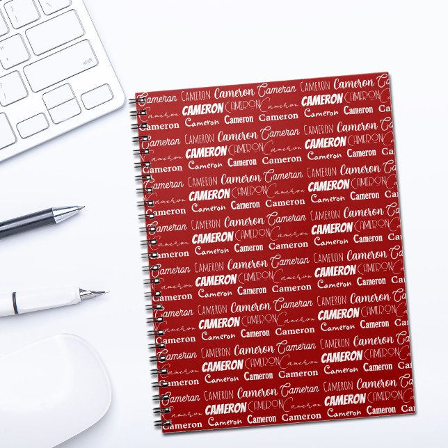 Modern Red Personalized Name Collage Notebook (Creator Uploaded)