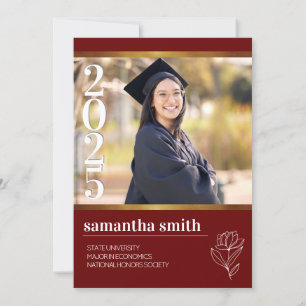 Modern Red Photo Graduation Invitation