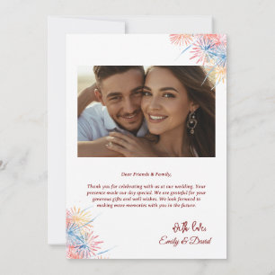 Modern Red Photo Wedding Thank You Card W Note