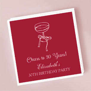 Modern Red&Pink Cheers to 30 years Birthday Napkin