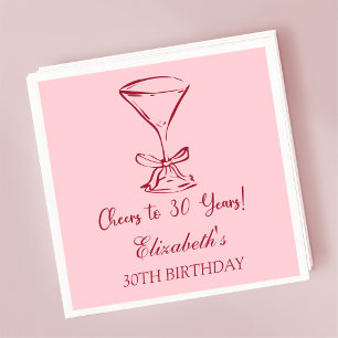 Modern Red&Pink Cheers to 30 years Birthday Napkin