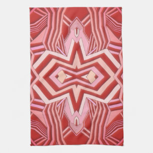 Modern Red Pink Geometric Kitchen Towel