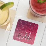 Modern Red & Pink Glitter Sparkles Name Square Paper Coaster<br><div class="desc">Introducing our sensational product: Modern Red & Pink Glitter Sparkles! Add a touch of glamour and pizzazz to your life with these mesmerizing glitter sparkles, designed to captivate and dazzle all who lay eyes on them. Whether you're looking to adorn your personal belongings, create stunning crafts, or add a touch...</div>