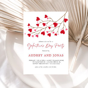 Modern Red Pink Hearts Galentine's Day Party Invitation