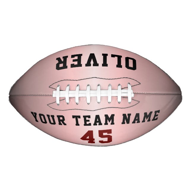 Modern Red Pink Metallic Player Team Name Number Football (Front)