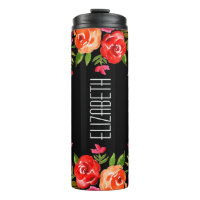 Modern Red Pink Orange Watercolor Floral