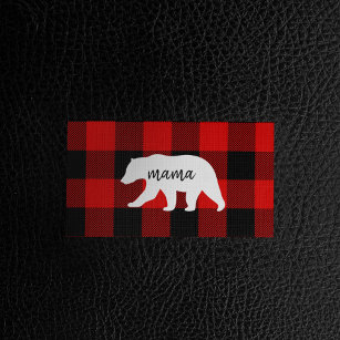 Modern Red Plaid And White Mama Bear Gift Business Card