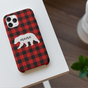 Modern Red Plaid And White Mama Bear Gift iPhone 11Pro Max Case