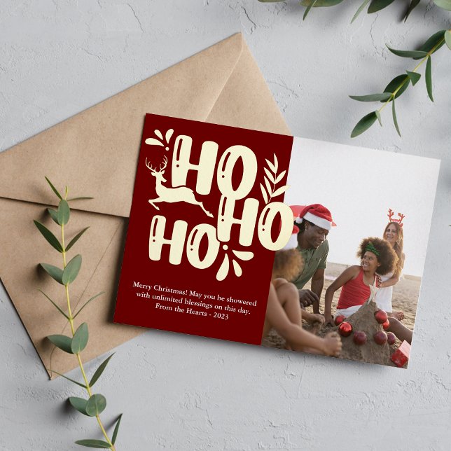 Modern Red Plaid Photo Foil Holiday Card (Creator Uploaded)