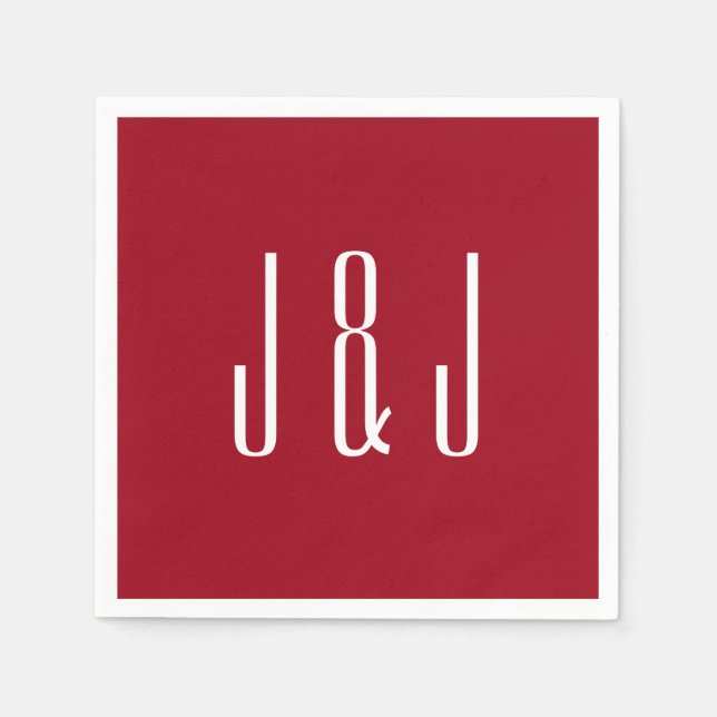 Modern Red Plain Wedding Napkin (Front)