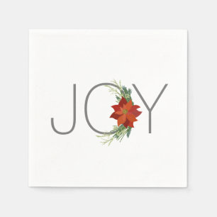 Modern Red poinsettia Holiday Joy Christmas Napkin