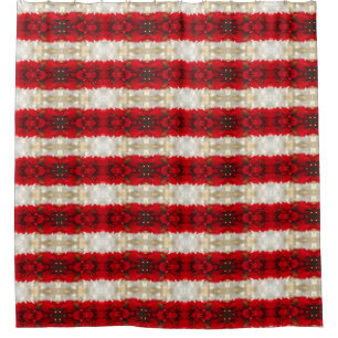 Modern Red Poinsettias and White Lights stripes