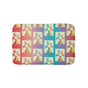 Modern Red, purple and blue Tulip Couple pattern Bath Mat