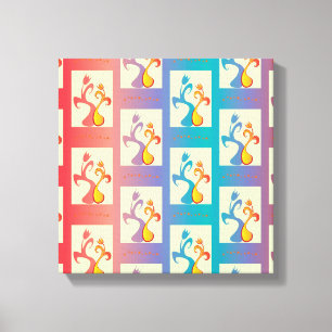 Modern Red, purple and blue Tulip Couple pattern Canvas Print