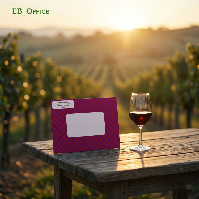 Modern Red & Purple Chequered  Return Address  Envelope (Love the envelope, but looking for a different hue? Visit EB_Office to explore our full collection.)