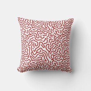 Modern Red Reaction Diffusion Organic Abstract Pat Throw Pillow