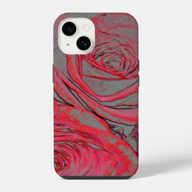 Modern Red Rose Glow  iPhone Case (Back)