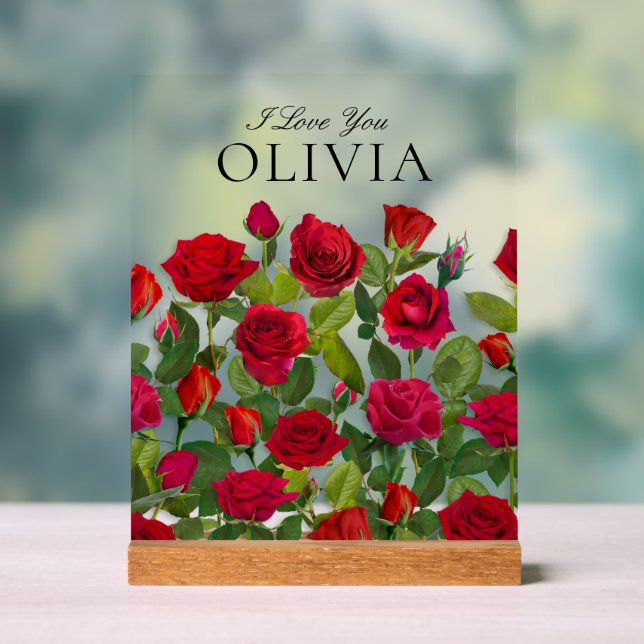 Modern Red Rose Minimalist Name I Love You (Neutre)