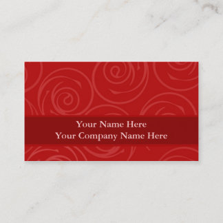 Modern Red Rose Swirls Damask Template Business Card