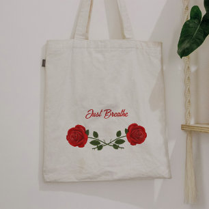 Modern red rose Tote Bags