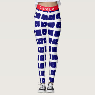 Modern Red, Royal Blue & White Leggings