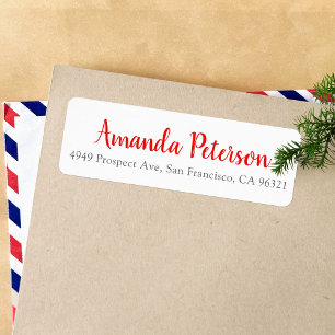 Modern Red Script Address Label