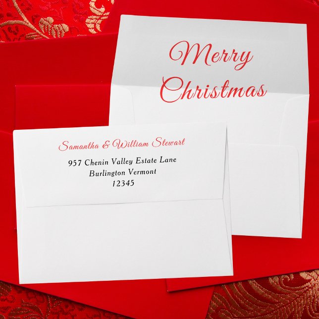 Modern Red Script Merry Christmas Elegant Holiday Envelope (Creator Uploaded)