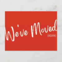 Modern Red Script We've Moved Moving Announcement