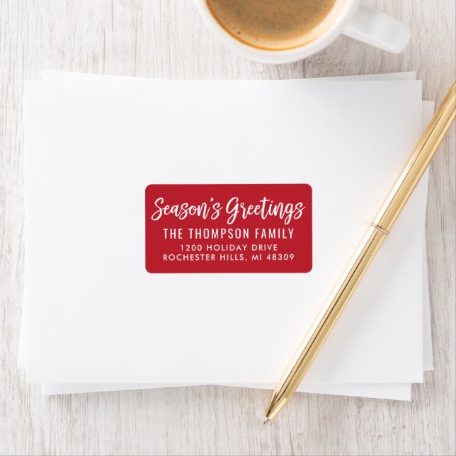Modern Red Seasons Greetings Script Label (Insitu)