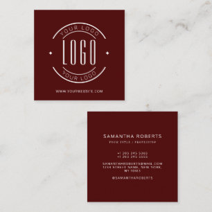 Modern red simple add your logo  square business card
