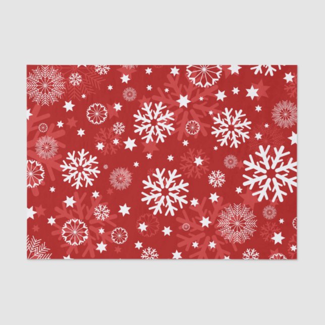 Modern Red Snowflake Christmas Tissue Paper (Front)