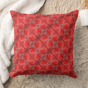 Modern Red Snowflake Pattern Throw Pillow
