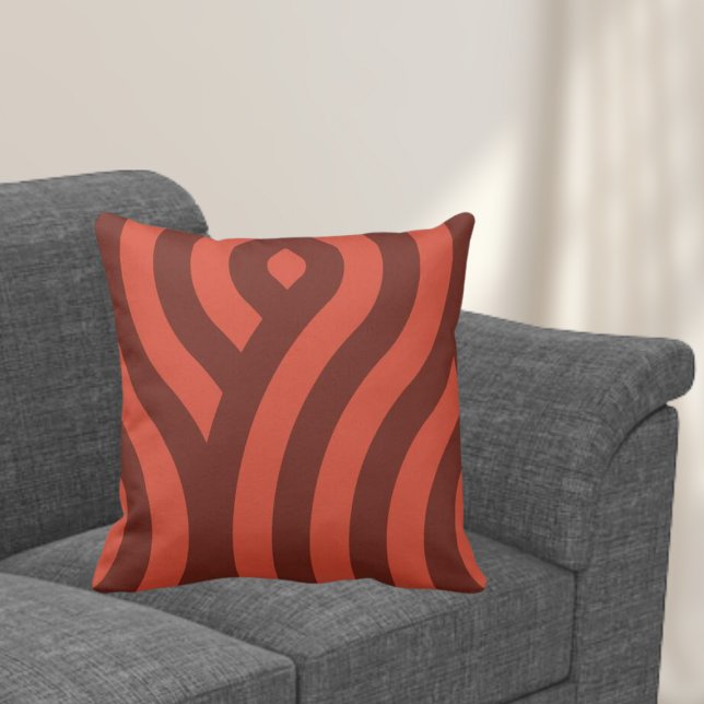 Modern Red Striped Wave Pattern Throw Pillow (Creator Uploaded)
