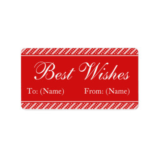 Modern Red Stripes Christmas Gift Tag Stickers