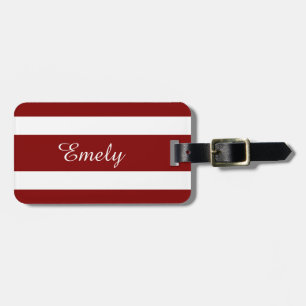 Modern Red Stripes Name Luggage Tag