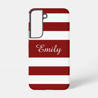 Modern Red Stripes Name Samsung Galaxy Case