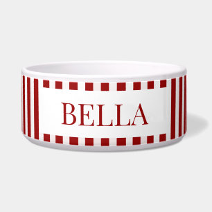 Modern Red Stripes Pattern Minimal Dog Name Pet
