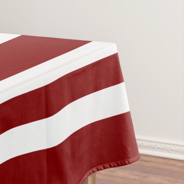 Modern Red Stripes Pattern Tablecloth (In Situ)