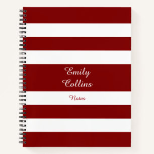 Modern Red Stripes Script Name Notebook