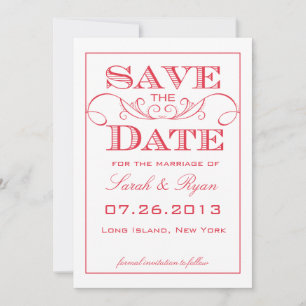 Modern Red Swirl Save the Date Announcement